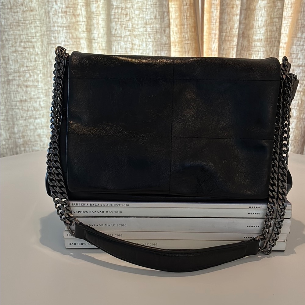 Zara Black Leather Shoulder Bag with Chain Strap
